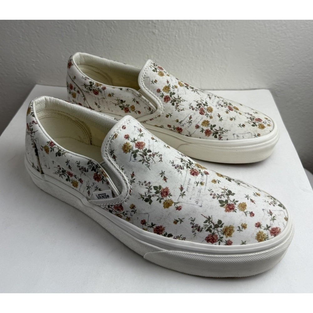 Vans Floral Marshmallow Slip On Canvas Sneaker Size 10 Skater Shoe Cottagecore - Picture 4 of 11